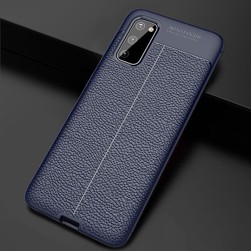 Soft Silicone Gel Leather Snap On Case Cover H05 for Samsung Galaxy S20 5G Blue