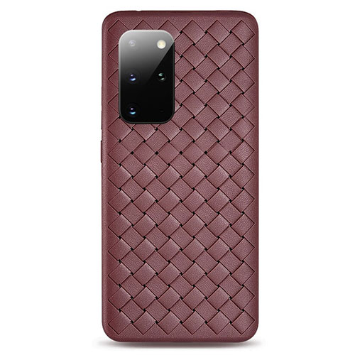 Soft Silicone Gel Leather Snap On Case Cover H05 for Samsung Galaxy S20 Plus 5G Brown