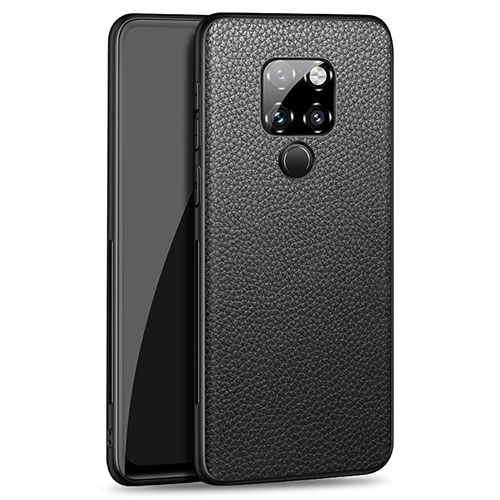 Soft Silicone Gel Leather Snap On Case Cover H06 for Huawei Mate 20 Black