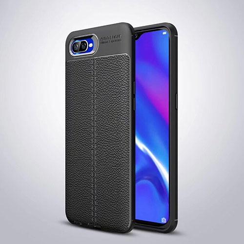 Soft Silicone Gel Leather Snap On Case Cover H06 for Oppo K1 Black