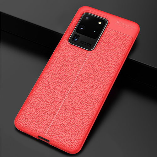 Soft Silicone Gel Leather Snap On Case Cover H06 for Samsung Galaxy S20 Ultra 5G Red