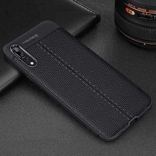 Soft Silicone Gel Leather Snap On Case Cover H07 for Huawei P20 Pro Black