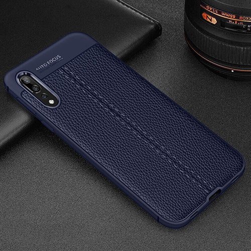 Soft Silicone Gel Leather Snap On Case Cover H07 for Huawei P20 Pro Blue