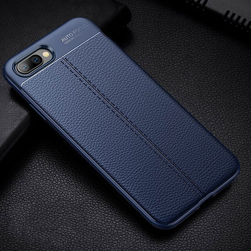 Soft Silicone Gel Leather Snap On Case Cover H07 for Oppo R17 Neo Blue