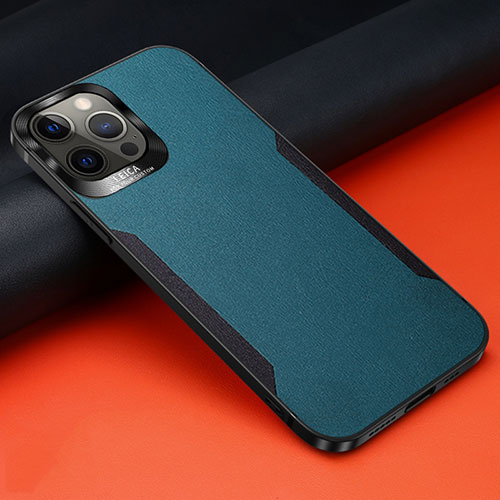 Soft Silicone Gel Leather Snap On Case Cover N01 for Apple iPhone 12 Pro Cyan