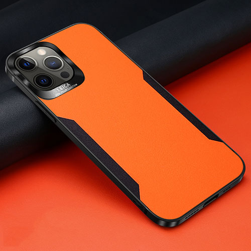 Soft Silicone Gel Leather Snap On Case Cover N01 for Apple iPhone 12 Pro Max Orange