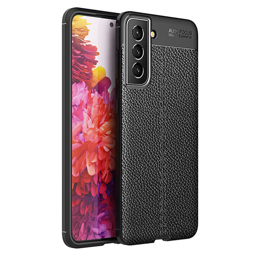 Soft Silicone Gel Leather Snap On Case Cover Q01 for Samsung Galaxy S21 Plus 5G Black