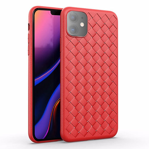 Soft Silicone Gel Leather Snap On Case Cover S01 for Apple iPhone 11 Red