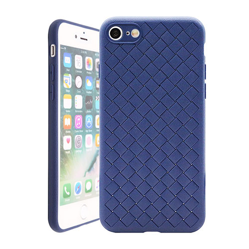 Soft Silicone Gel Leather Snap On Case Cover S01 for Apple iPhone SE (2020) Blue