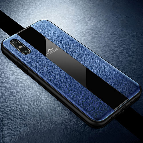 Soft Silicone Gel Leather Snap On Case Cover S01 for Huawei Enjoy 10e Blue