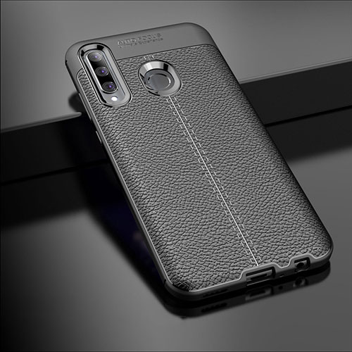 Soft Silicone Gel Leather Snap On Case Cover S01 for Huawei Honor 20 Lite Black