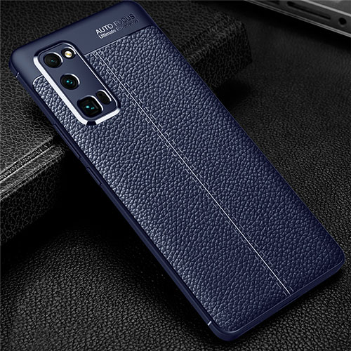 Soft Silicone Gel Leather Snap On Case Cover S01 for Huawei Honor 30 Pro Blue