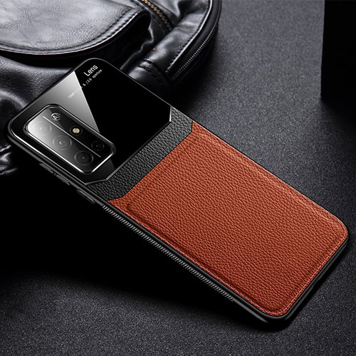 Soft Silicone Gel Leather Snap On Case Cover S01 for Huawei Honor 30S Brown