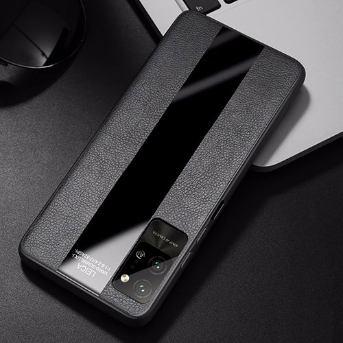 Soft Silicone Gel Leather Snap On Case Cover S01 for Huawei Honor Play4 Pro 5G Black