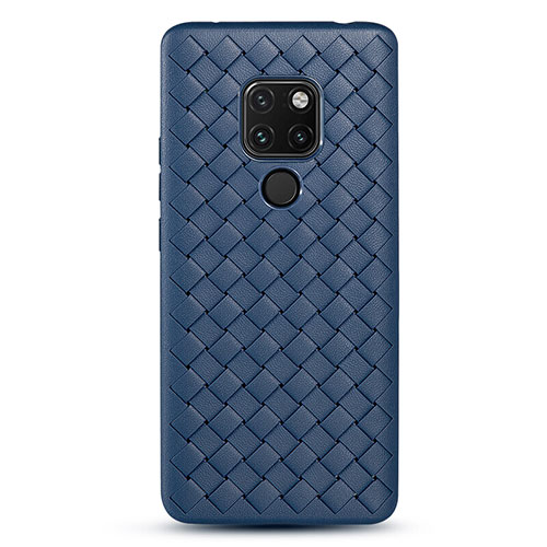 Soft Silicone Gel Leather Snap On Case Cover S01 for Huawei Mate 20 Blue