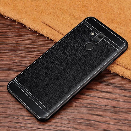 Soft Silicone Gel Leather Snap On Case Cover S01 for Huawei Mate 20 Lite Black