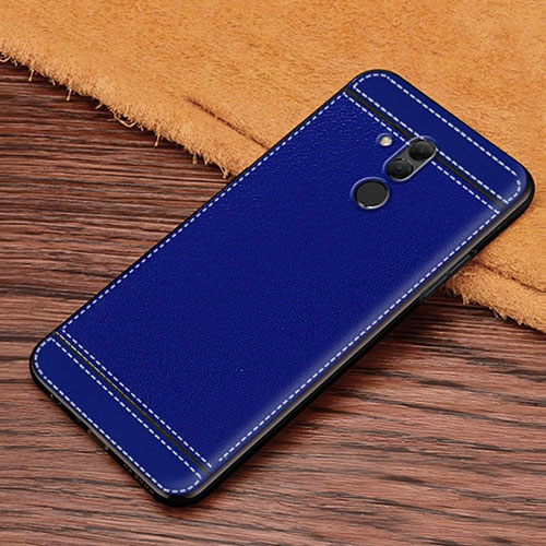 Soft Silicone Gel Leather Snap On Case Cover S01 for Huawei Mate 20 Lite Blue