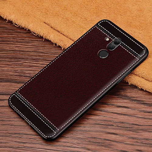 Soft Silicone Gel Leather Snap On Case Cover S01 for Huawei Mate 20 Lite Brown