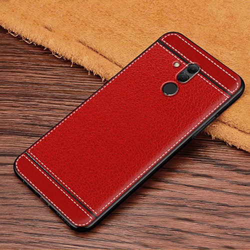 Soft Silicone Gel Leather Snap On Case Cover S01 for Huawei Mate 20 Lite Red