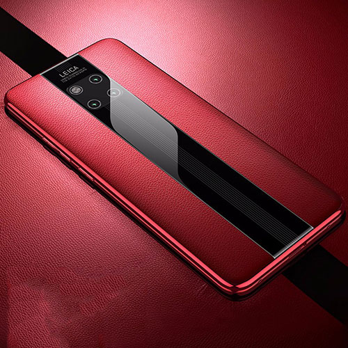 Soft Silicone Gel Leather Snap On Case Cover S01 for Huawei Mate 20 Pro Red