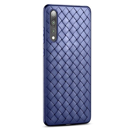 Soft Silicone Gel Leather Snap On Case Cover S01 for Huawei P20 Pro Blue