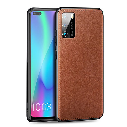 Soft Silicone Gel Leather Snap On Case Cover S01 for Huawei P40 Brown