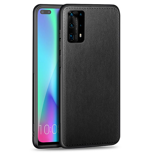 Soft Silicone Gel Leather Snap On Case Cover S01 for Huawei P40 Pro+ Plus Black