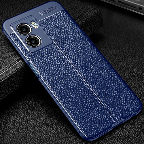 Soft Silicone Gel Leather Snap On Case Cover S01 for Oppo A56S 5G Blue
