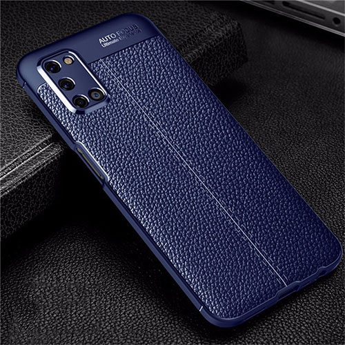 Soft Silicone Gel Leather Snap On Case Cover S01 for Oppo A92 Blue