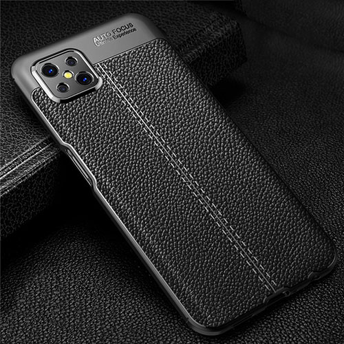 Soft Silicone Gel Leather Snap On Case Cover S01 for Oppo A92s 5G Black