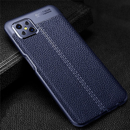 Soft Silicone Gel Leather Snap On Case Cover S01 for Oppo A92s 5G Blue