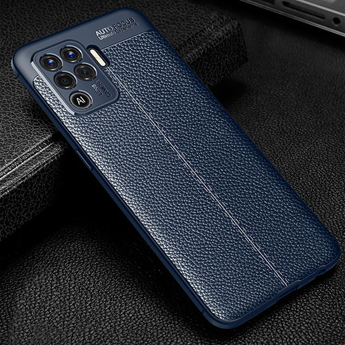 Soft Silicone Gel Leather Snap On Case Cover S01 for Oppo A94 4G Blue