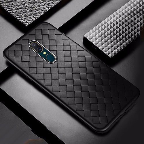 Soft Silicone Gel Leather Snap On Case Cover S01 for Oppo A9X Black