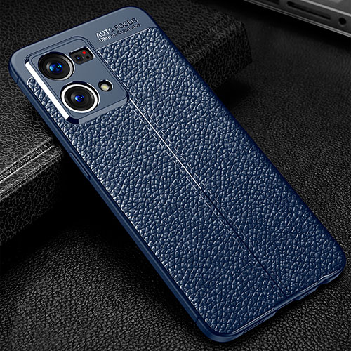 Soft Silicone Gel Leather Snap On Case Cover S01 for Oppo F21s Pro 4G Blue