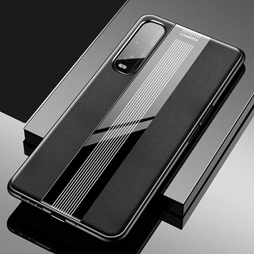 Soft Silicone Gel Leather Snap On Case Cover S01 for Oppo Find X2 Black