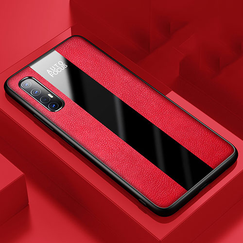 Soft Silicone Gel Leather Snap On Case Cover S01 for Oppo Find X2 Neo Red