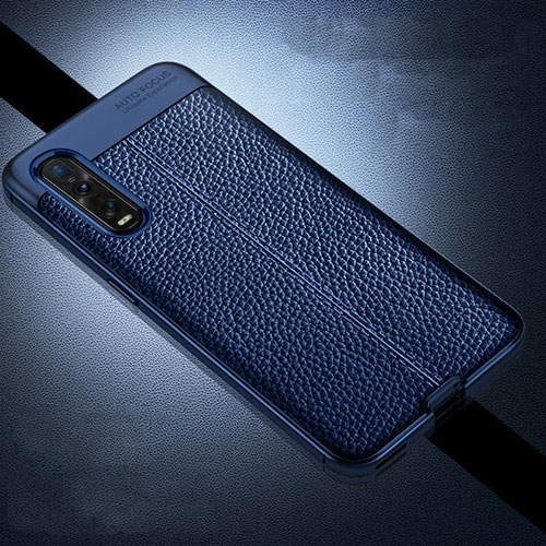 Soft Silicone Gel Leather Snap On Case Cover S01 for Oppo Find X2 Pro Blue