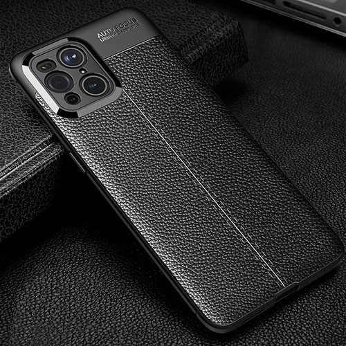 Soft Silicone Gel Leather Snap On Case Cover S01 for Oppo Find X3 Pro 5G Black