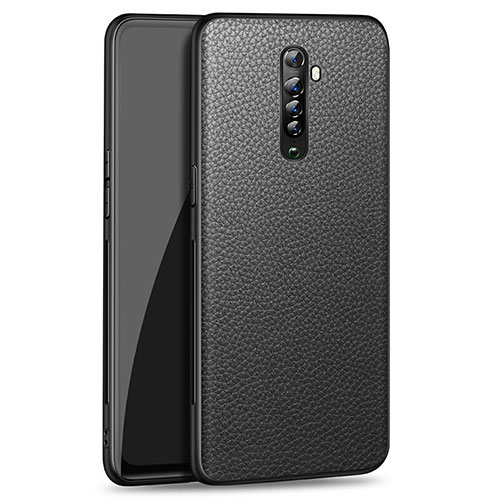 Soft Silicone Gel Leather Snap On Case Cover S01 for Oppo Reno2 Black
