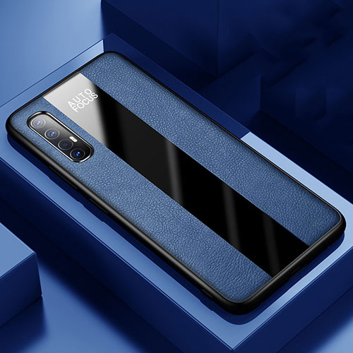 Soft Silicone Gel Leather Snap On Case Cover S01 for Oppo Reno3 Pro Blue
