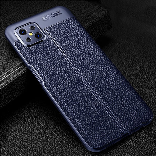 Soft Silicone Gel Leather Snap On Case Cover S01 for Oppo Reno4 Z 5G Blue