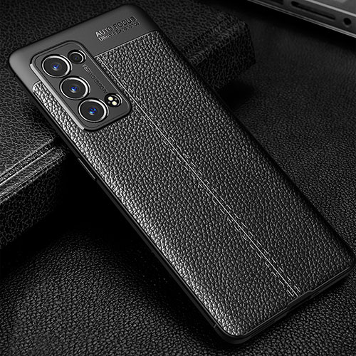 Soft Silicone Gel Leather Snap On Case Cover S01 for Oppo Reno6 Pro+ Plus 5G Black