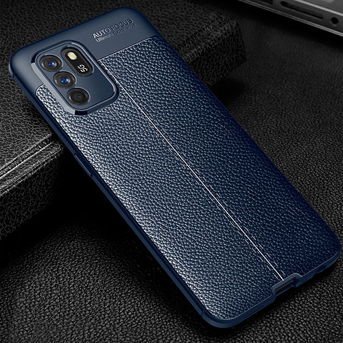 Soft Silicone Gel Leather Snap On Case Cover S01 for Oppo Reno6 Z 5G Blue