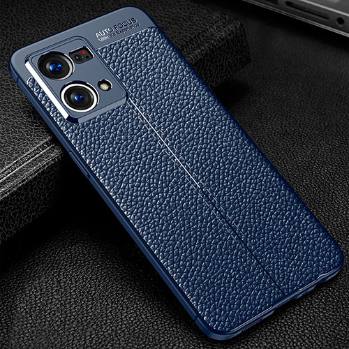 Soft Silicone Gel Leather Snap On Case Cover S01 for Oppo Reno8 4G Blue