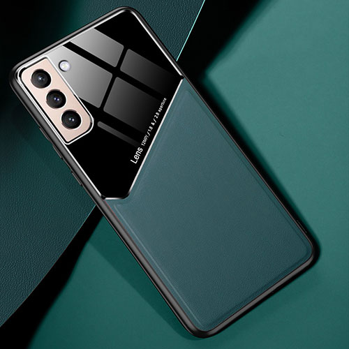 Soft Silicone Gel Leather Snap On Case Cover S01 for Samsung Galaxy S21 Plus 5G Midnight Green