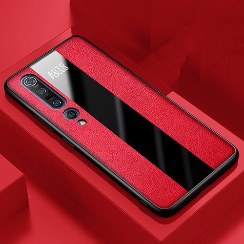 Soft Silicone Gel Leather Snap On Case Cover S01 for Xiaomi Mi 10 Pro Red