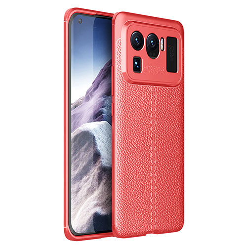 Soft Silicone Gel Leather Snap On Case Cover S01 for Xiaomi Mi 11 Ultra 5G Red