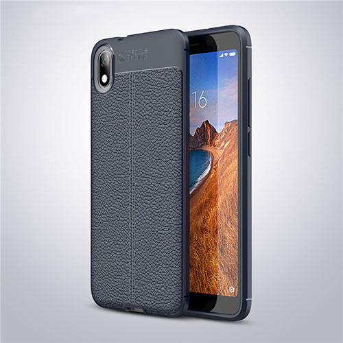 Soft Silicone Gel Leather Snap On Case Cover S01 for Xiaomi Redmi 7A Blue