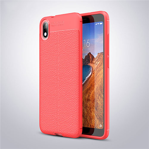 Soft Silicone Gel Leather Snap On Case Cover S01 for Xiaomi Redmi 7A Red