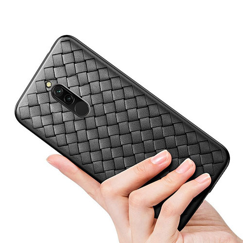 Soft Silicone Gel Leather Snap On Case Cover S01 for Xiaomi Redmi 8 Black